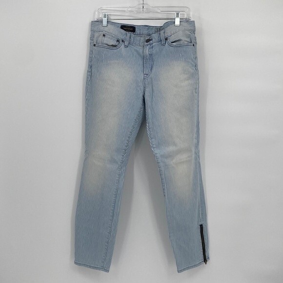 J.Crew Toothpick Womens Railroad Stripe Mid Rise Stretch Denim Jeans Size 31 - Picture 1 of 10